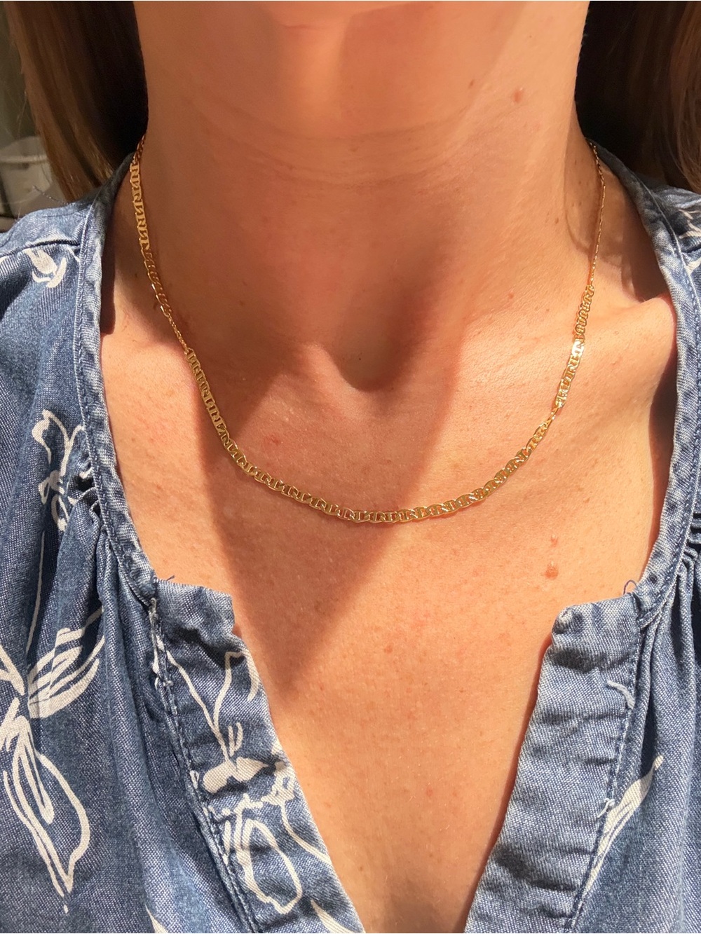 NEW 18K Gold Filled Mariner Link Chain Necklace 18”